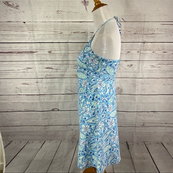 Lilly Pulitzer blue sea-world and flowers halter top summer dress Sz 6. - Picture 4 of 6
